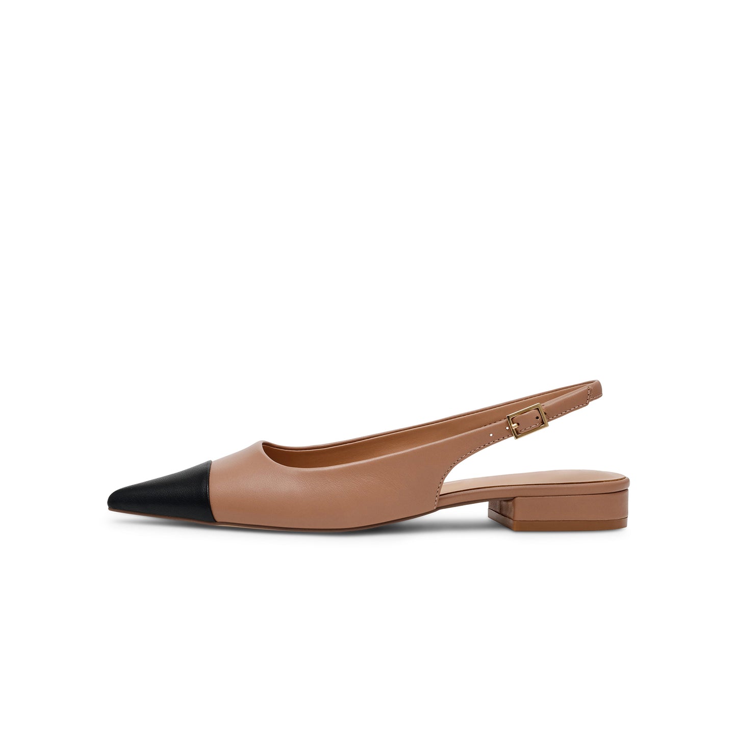 Contrast Black And Nude Pointed-Toe Slingback Flats
