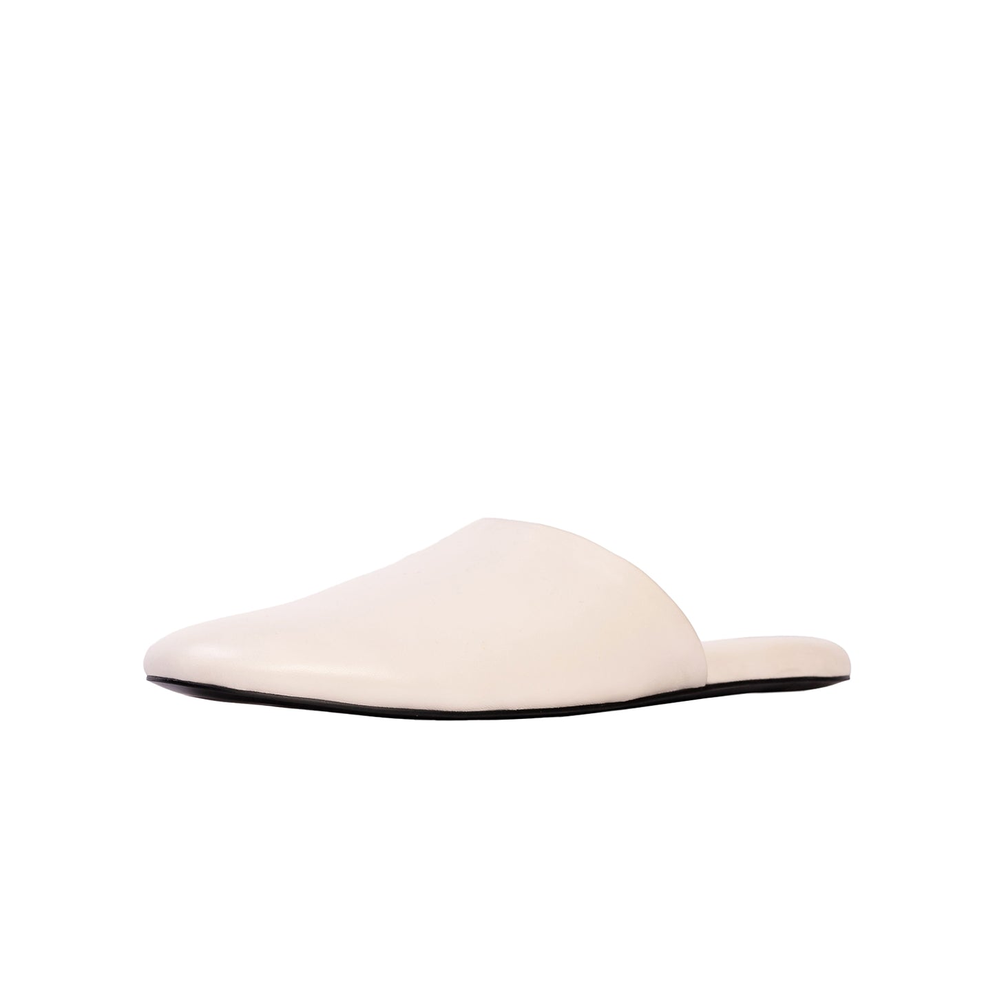 White Round-Toe Simple Slip-on Backless Ballet Flats