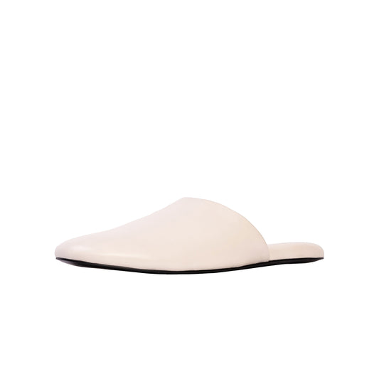 White Round-Toe Simple Slip-on Backless Ballet Flats