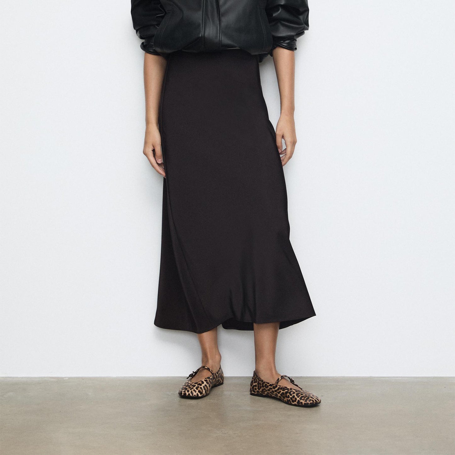 Leopard Vegan Leather Square-Toe Bridge Strap Ballet Flats