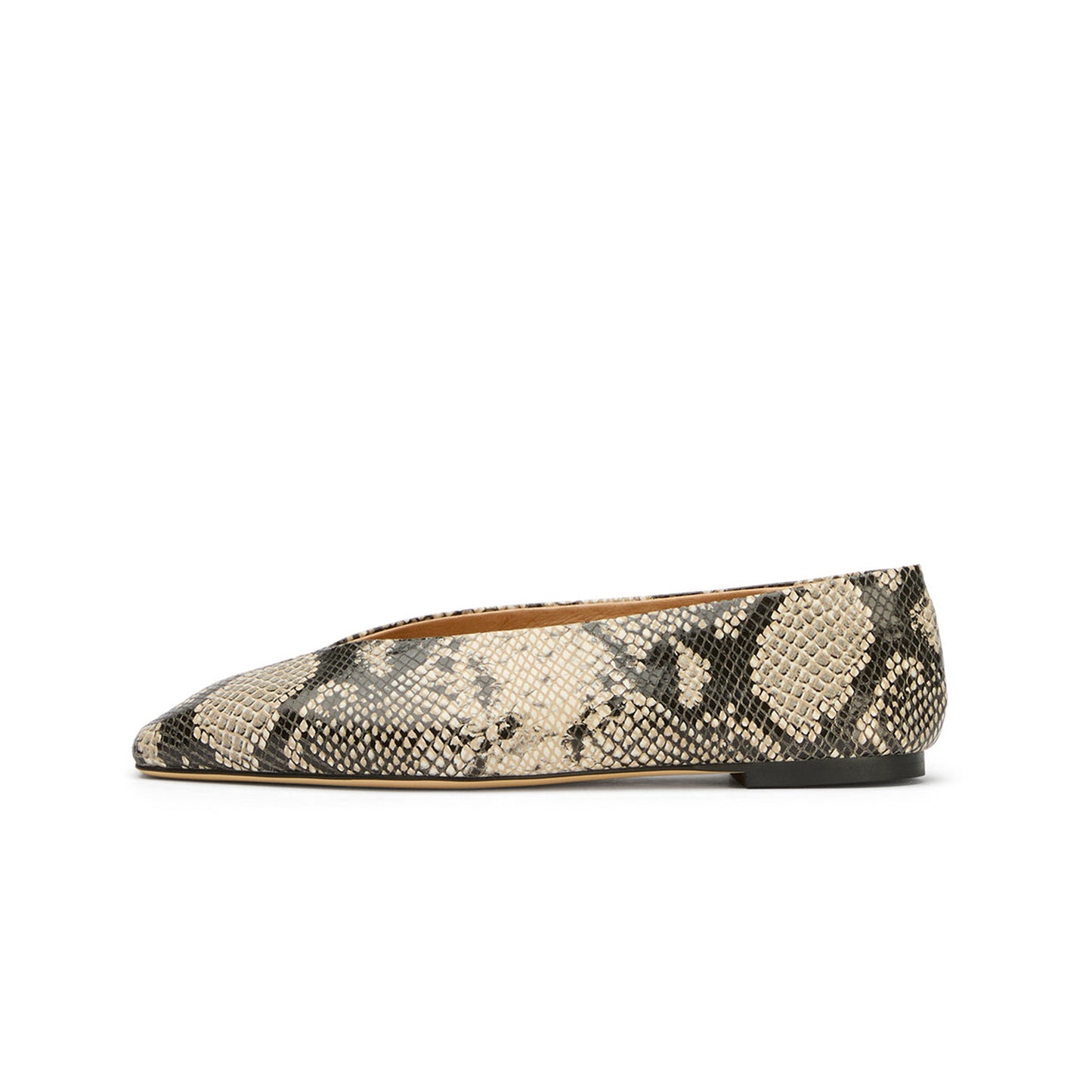Snakeskin Chic Square-Toe Slip-On Flats