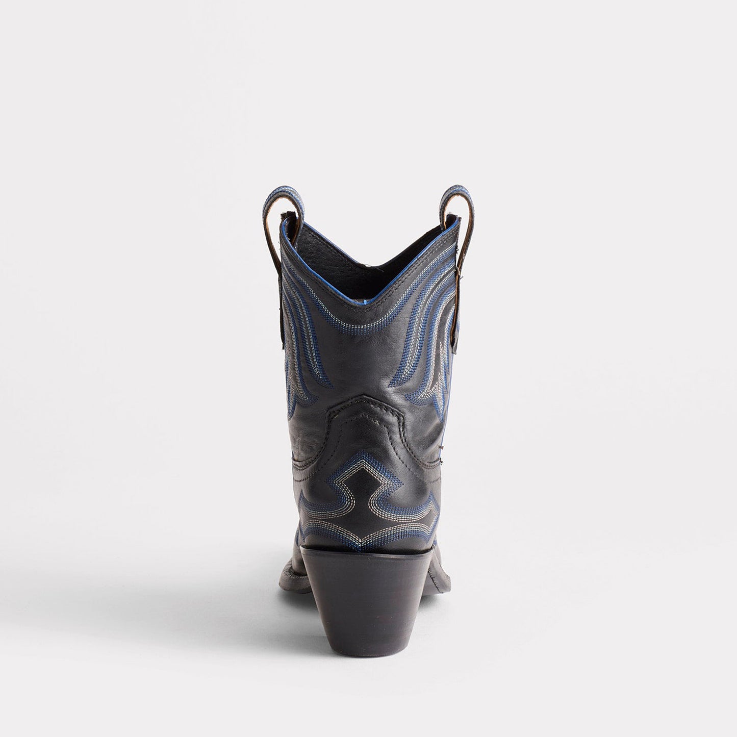 Black Snip-Toe Delicate Embroidery Western Ankle Cowgirl Boots