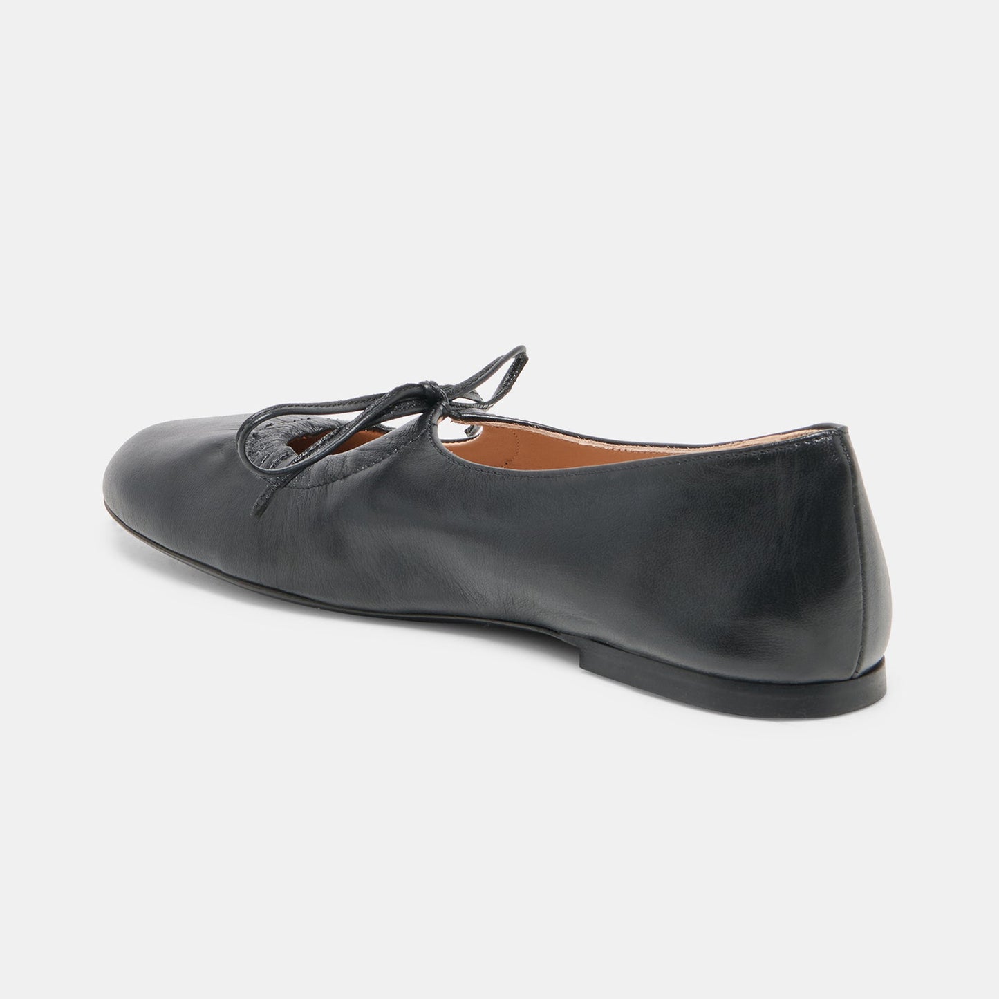 Black Round-Toe Middle Strap Slip-On Ballet Flats