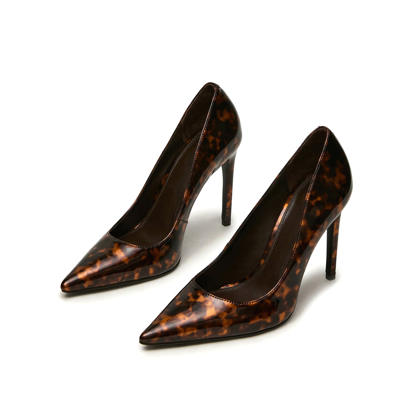 Leopard Print Patent Leather Pointed-Toe Slip-On High Heels
