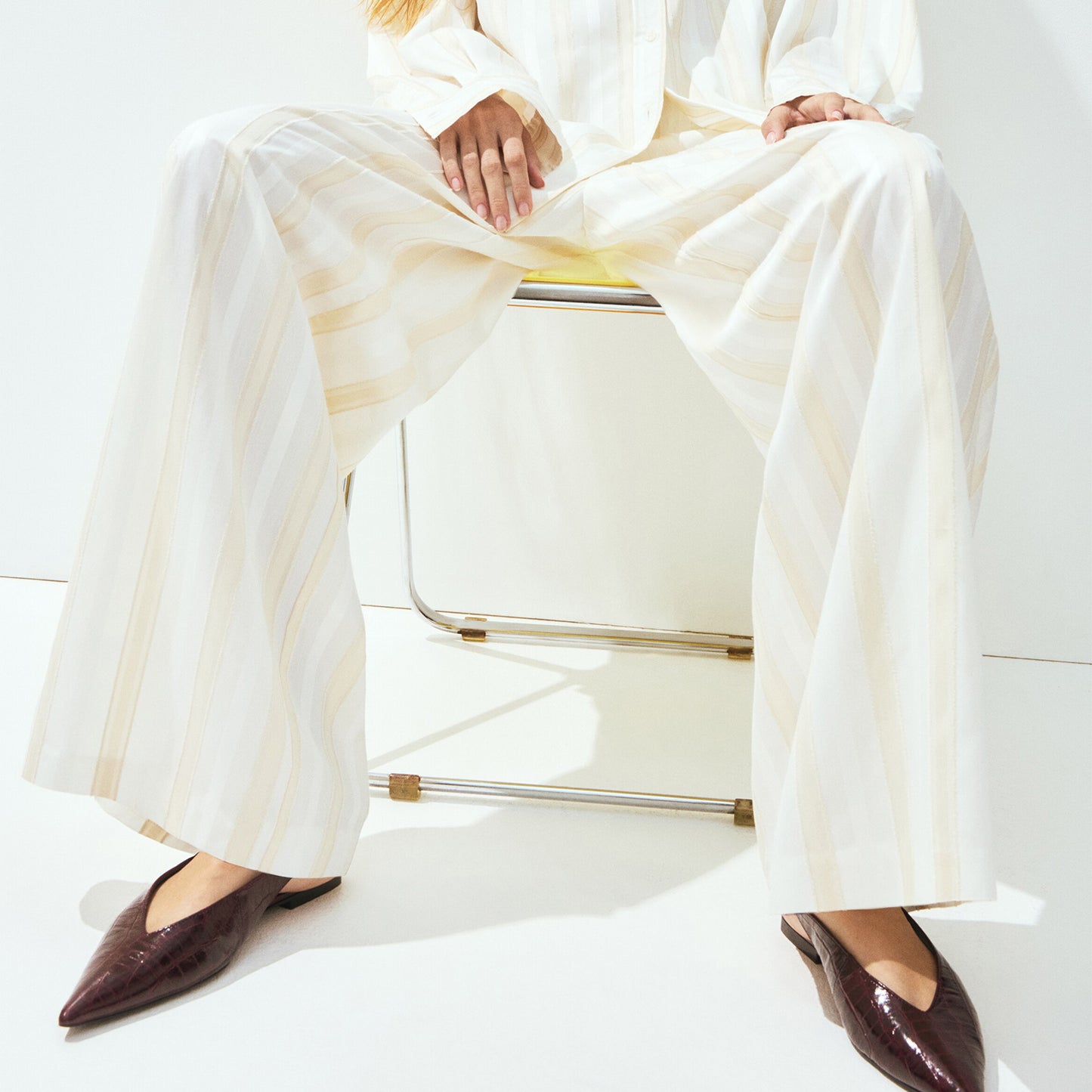 Burgundy Stone Print Pointed-Toe Slingback Flats