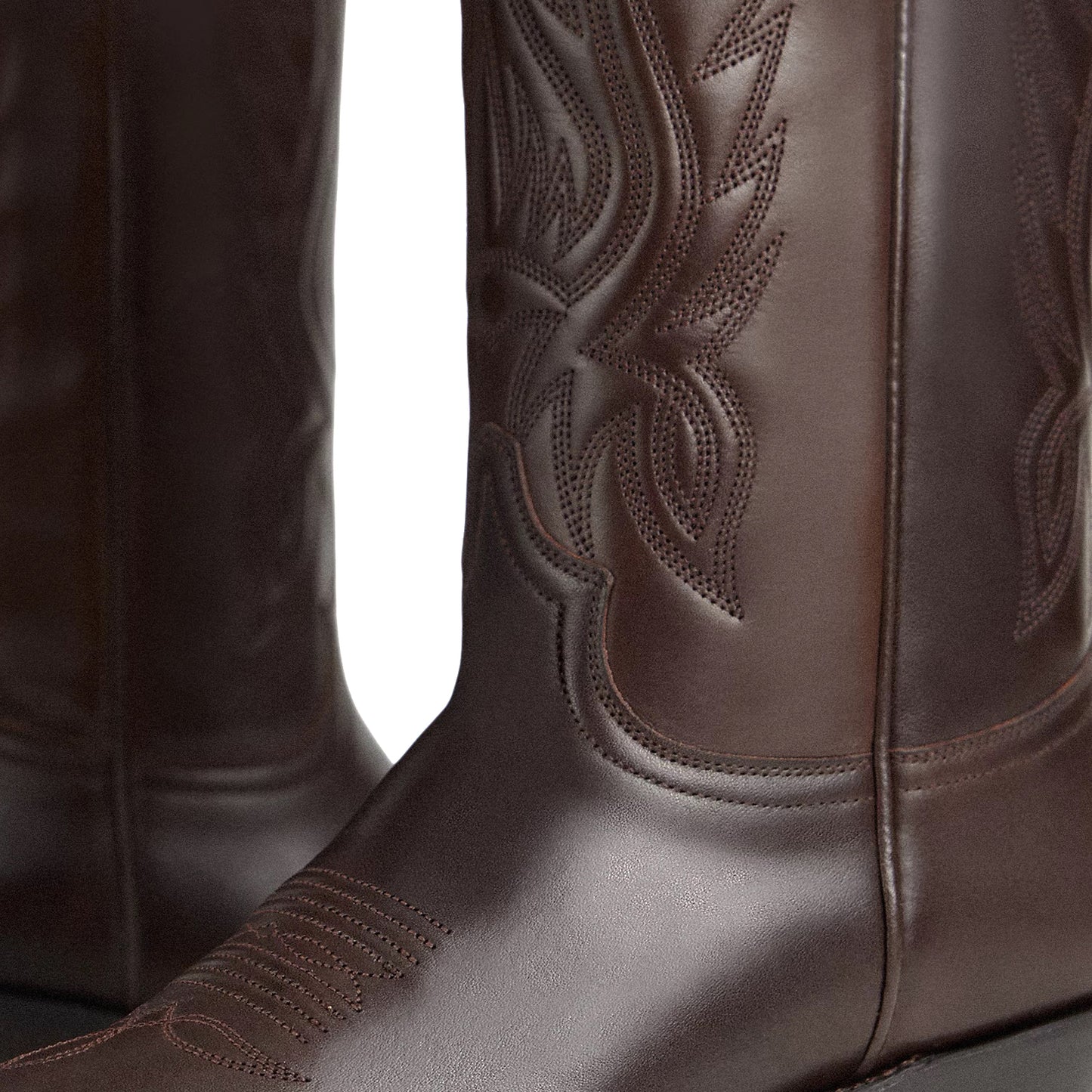Chocolate Snip-Toe Chic Embroidery Western Mid Calf Cowgirl Boots