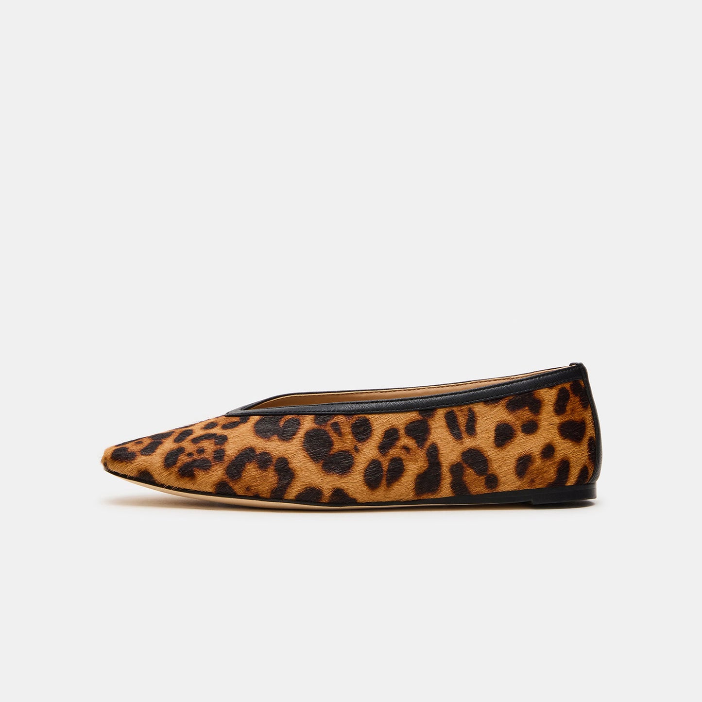 Leopard Pony Hair Elegant Square-Toe Slip-On Flats