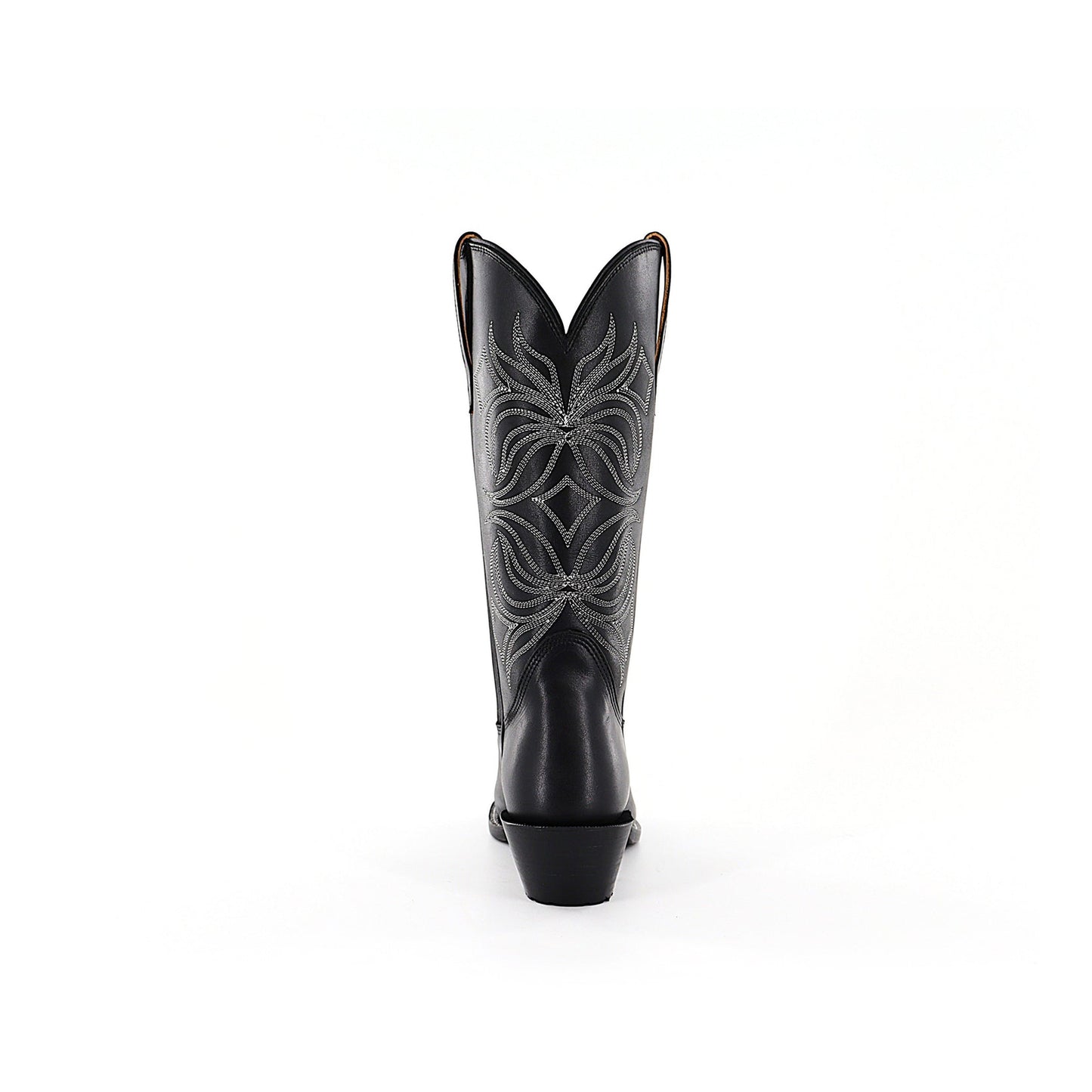 Black Round-Toe Embroidery Classic Mid Calf Cowgirl Boots