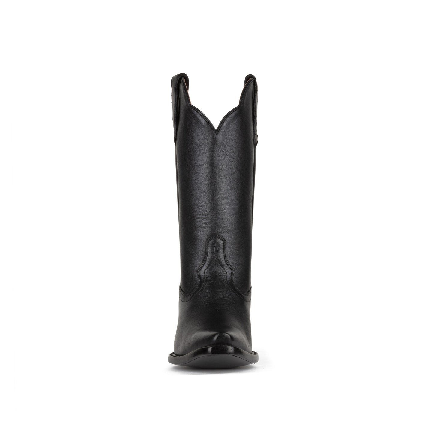 Black Snip-Toe Simple Sleek Mid Calf Cowgirl Boots