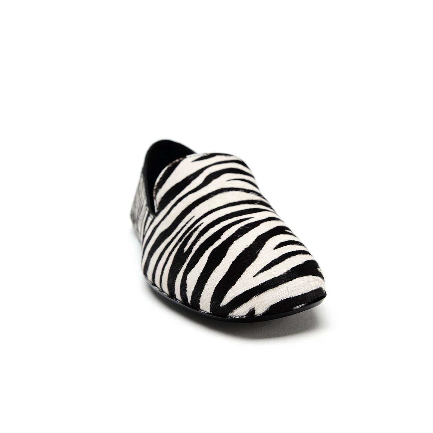 Zebra Print Pony Hair Square-Toe Classic Flats
