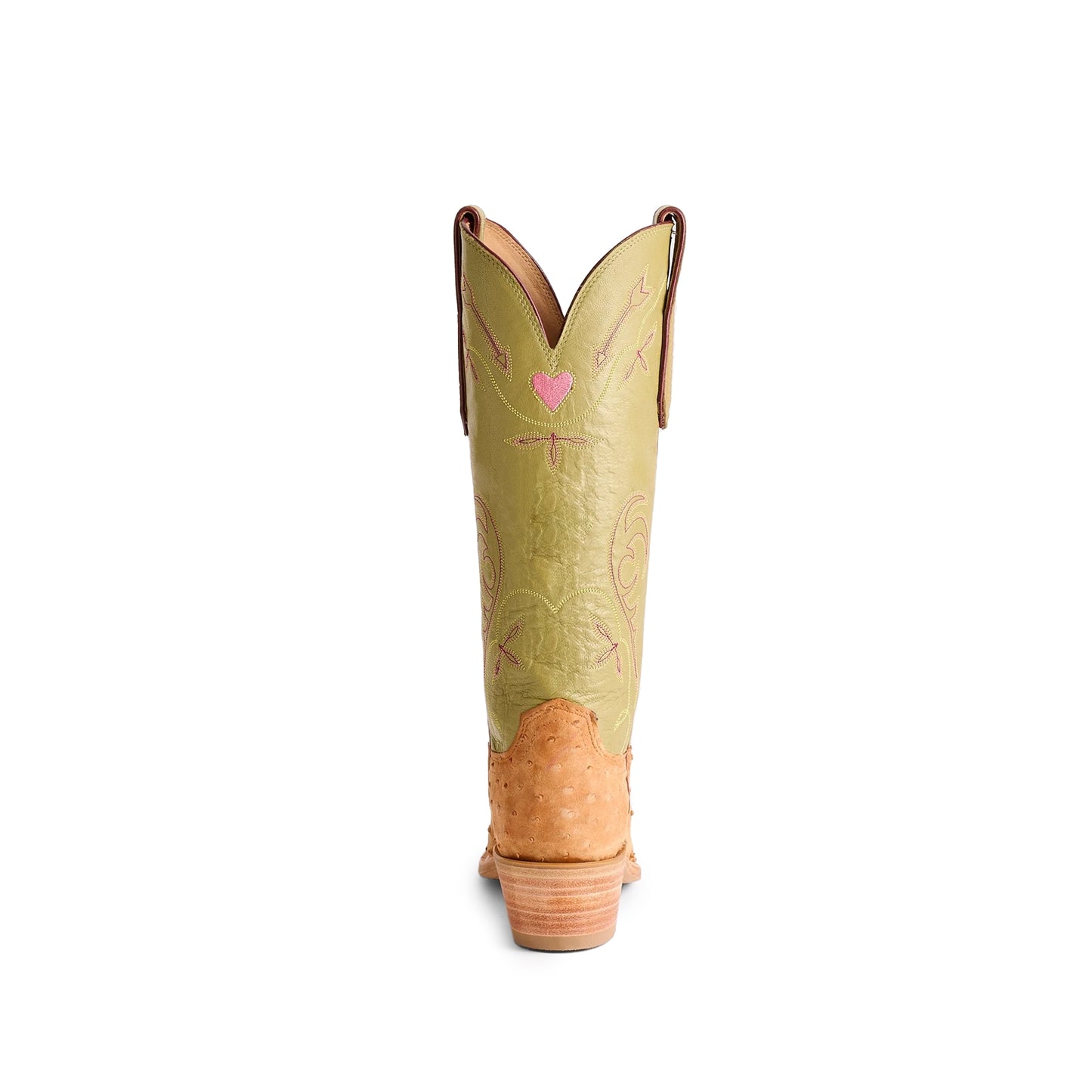 Contrast Brandy And Tan Snip-Toe Embroidery Mid Calf Cowgirl Boots