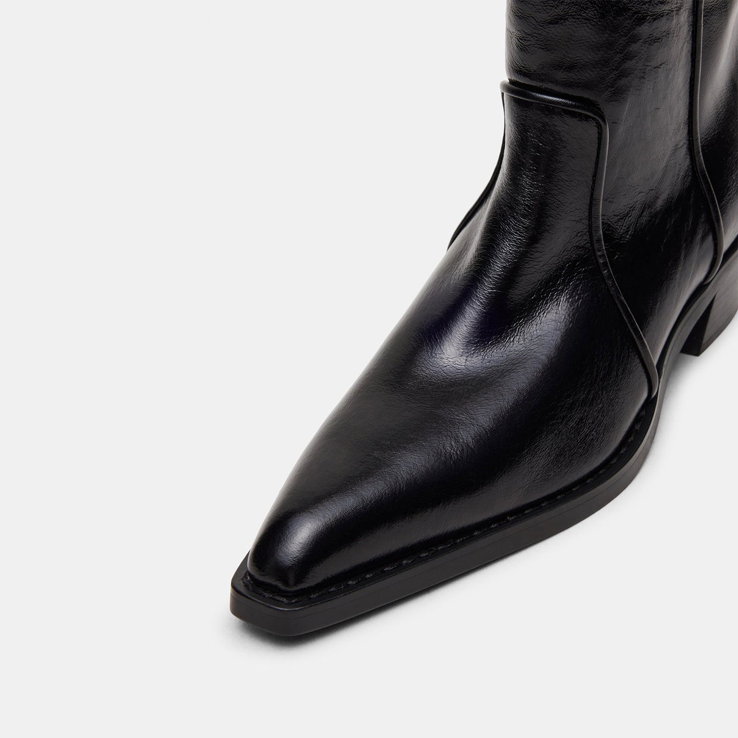 Black Snip-Toe Chic Slip-On Ankle Cowgirl Boots
