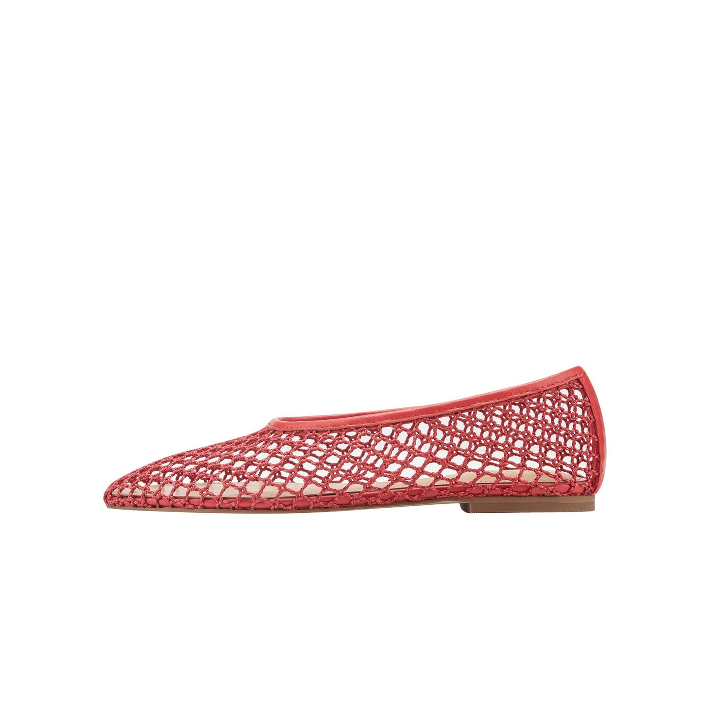 Red Mesh Round-Toe Classic Slip-On Stylish Ballet Flats