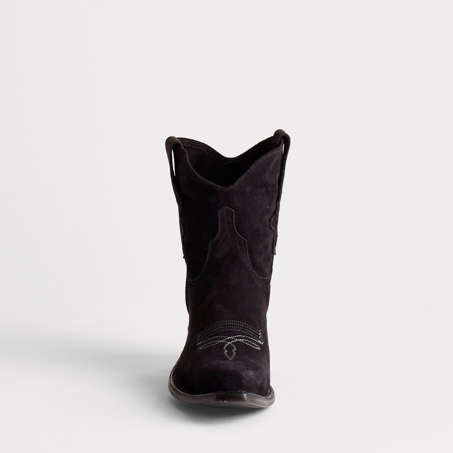 Black Faux Suede Snip-Toe Western Ankle Simple Cowgirl Boots