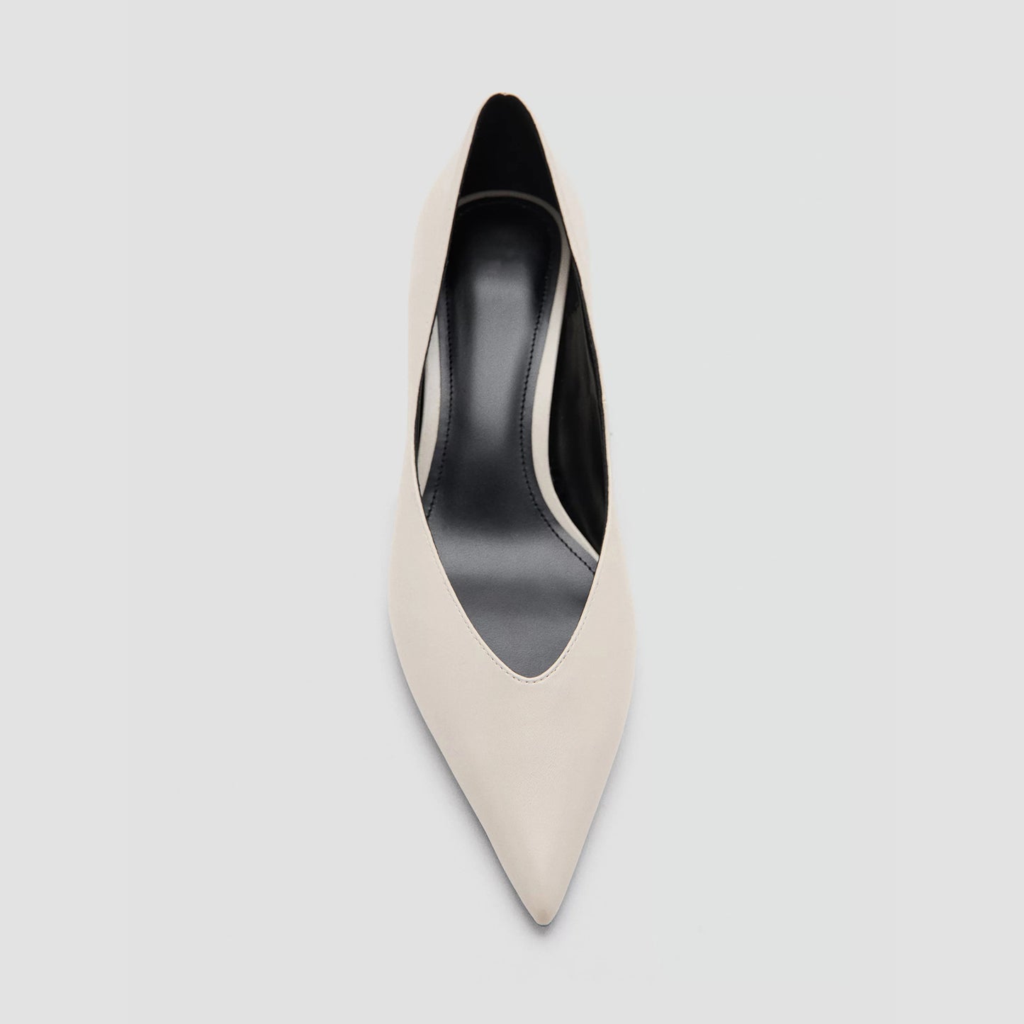 Ecru Pointed-Toe Slip-On Sleek Kitten Heels
