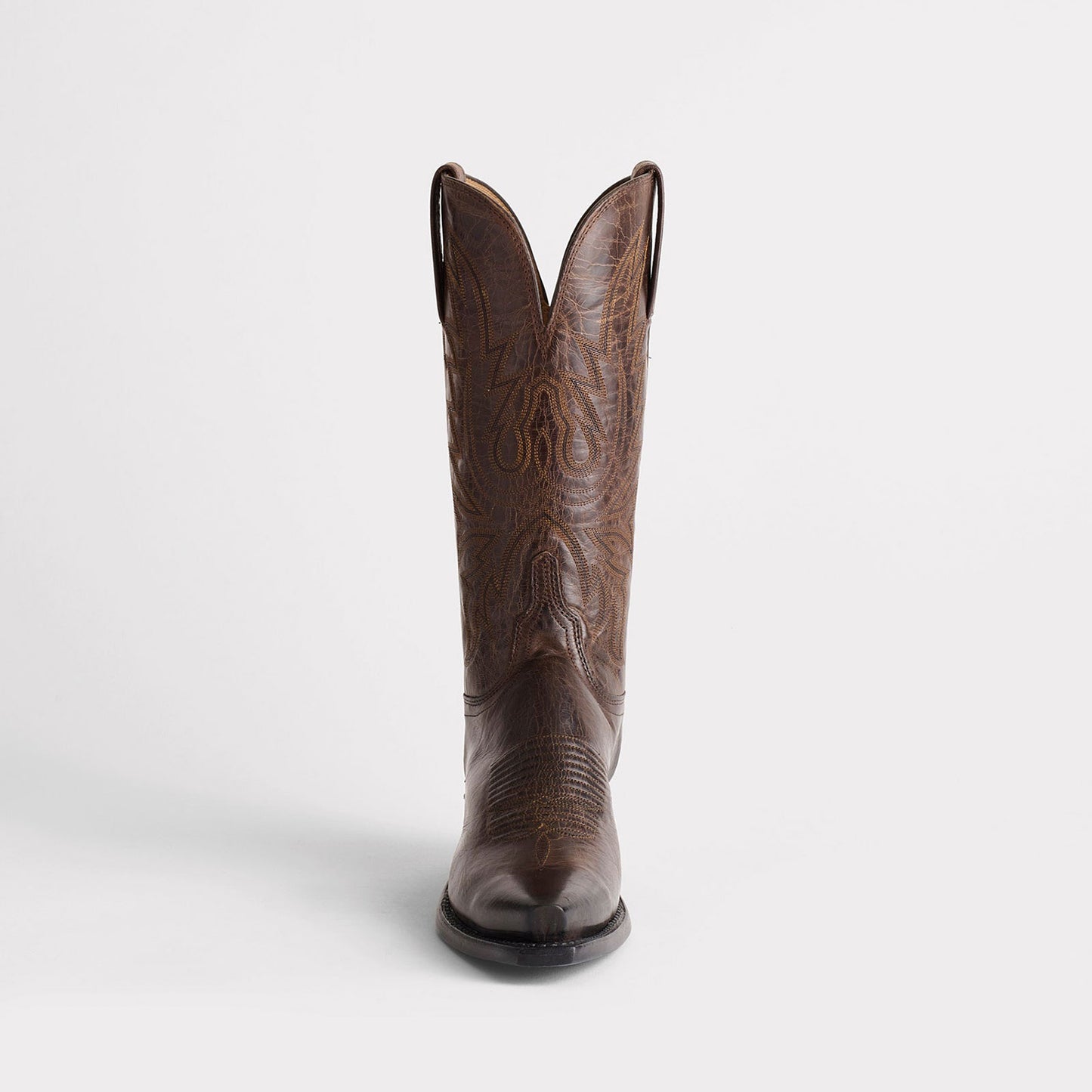 Chocolate Snip-Toe Western Embroidery Mid Calf Classic Cowgirl Boots