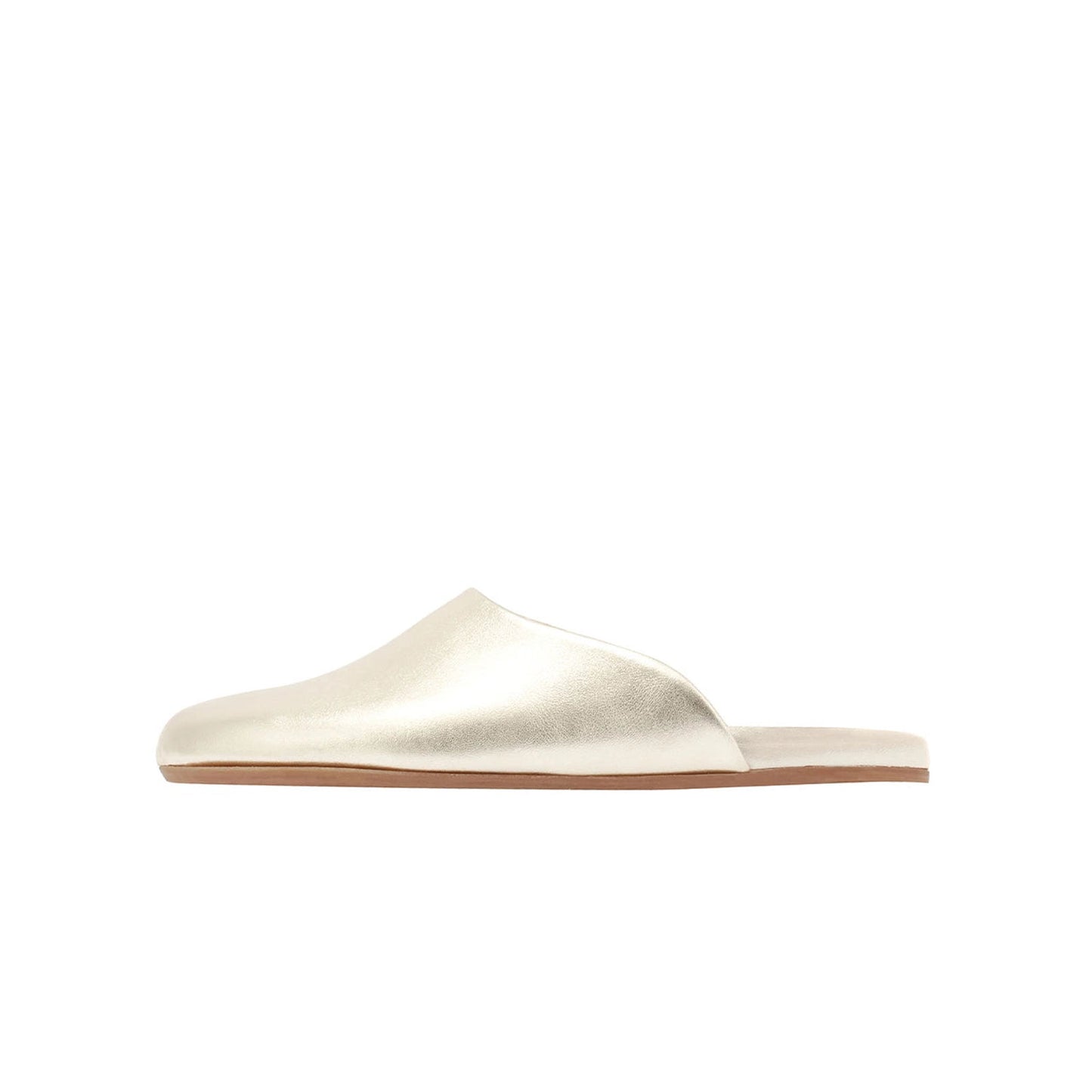 Metallic Platinum Round-Toe Slipper Backless Flats