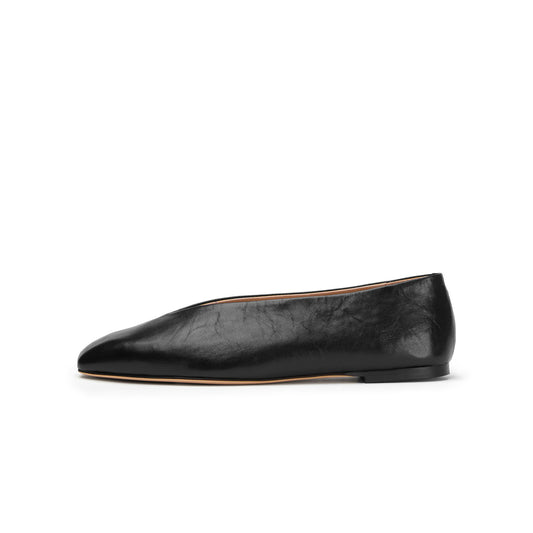 Black Chic Square-Toe Slip-On Flats
