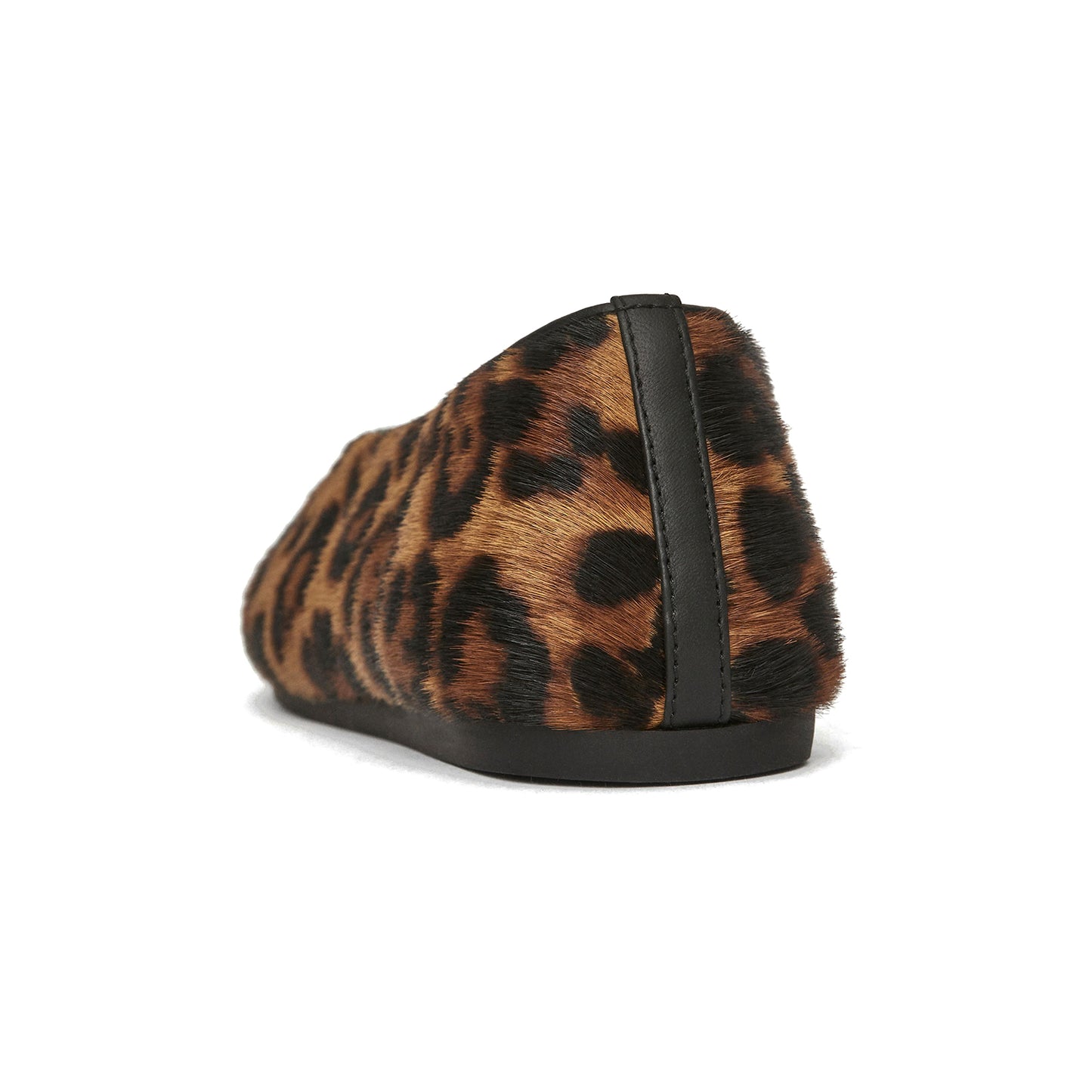 Leopard Print Pony Hair Vegan Leather Square-Toe Classic Ballet Flats