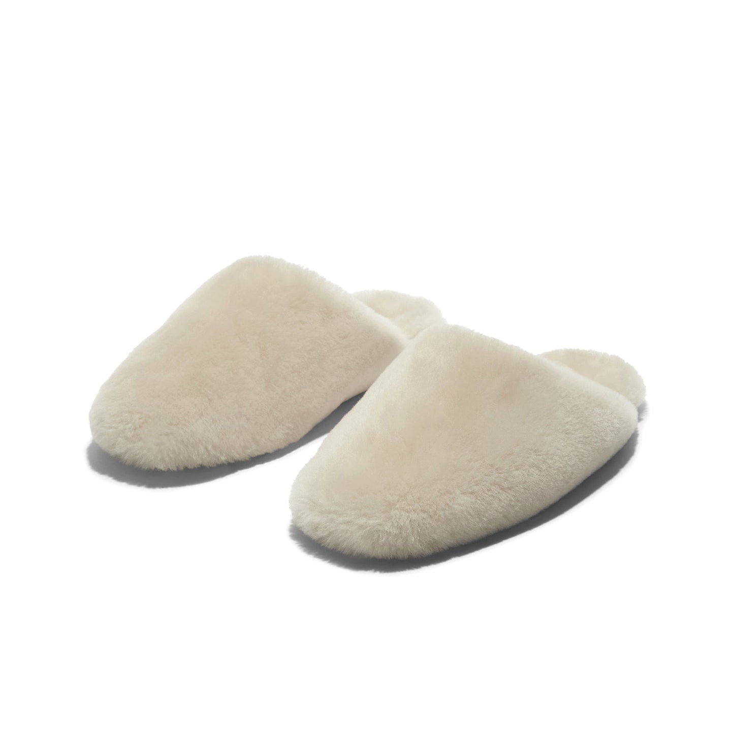 Cream Plush Square-Toe Slip-On Backless Slippers Flats