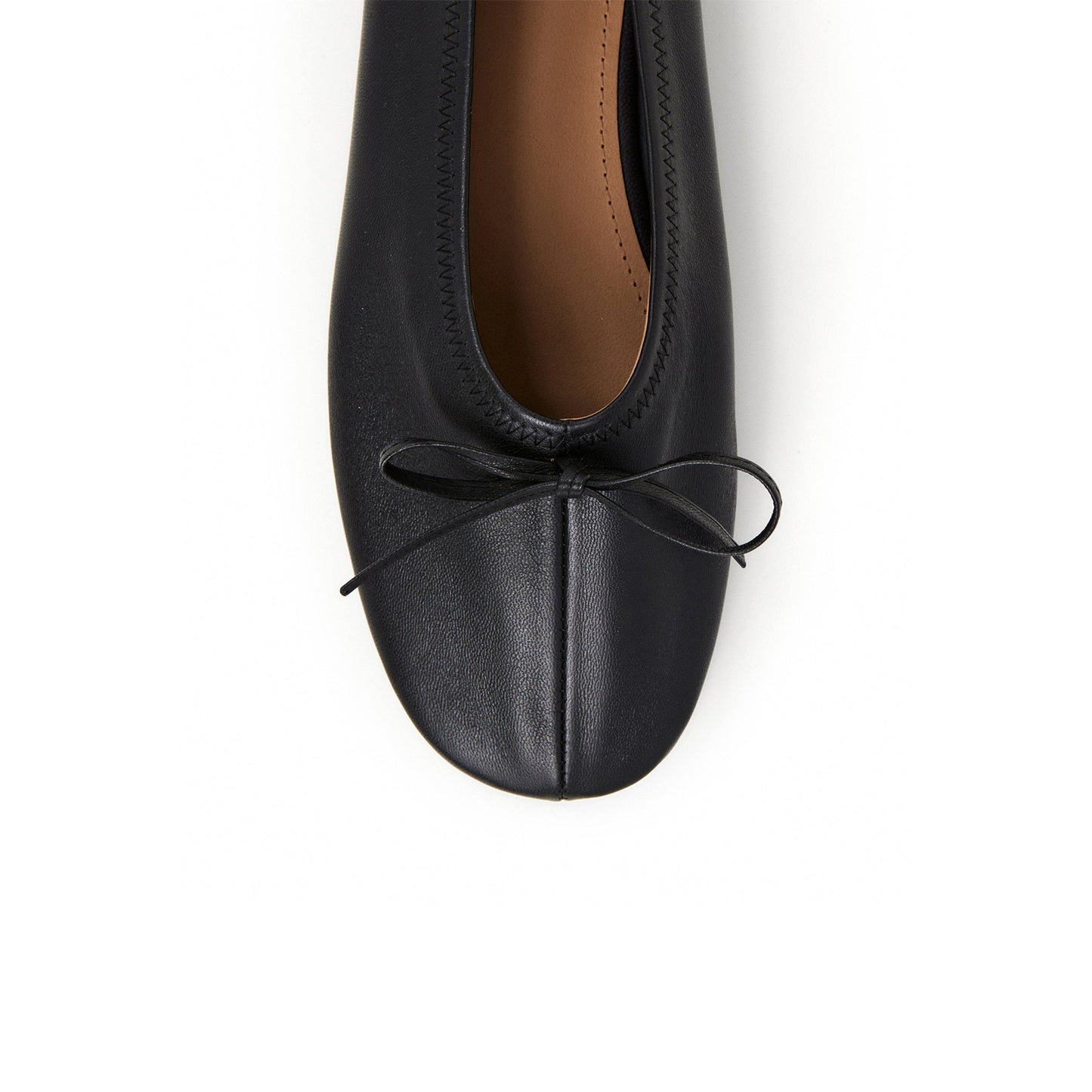 Black Square-Toe Classic Front Bow Slip-On Ballet Flats