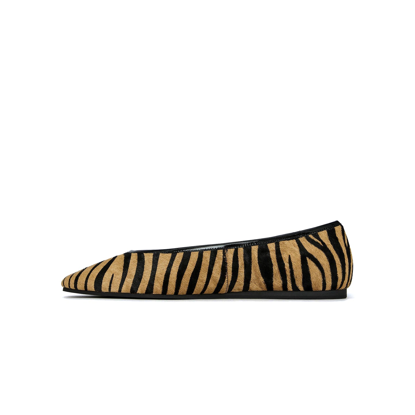 Zebra Print Pony Hair Vegan Leather Square-Toe Classic Ballet Flats