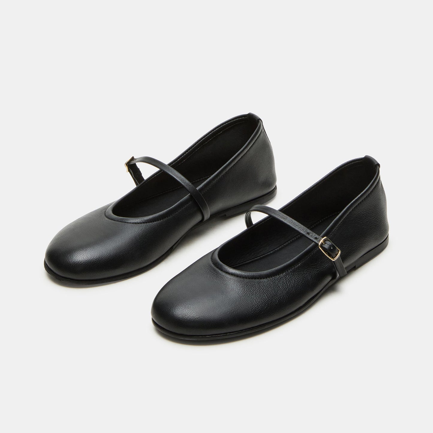 Black Round-Toe Buckle Mary Jane Classic Ballet Flats