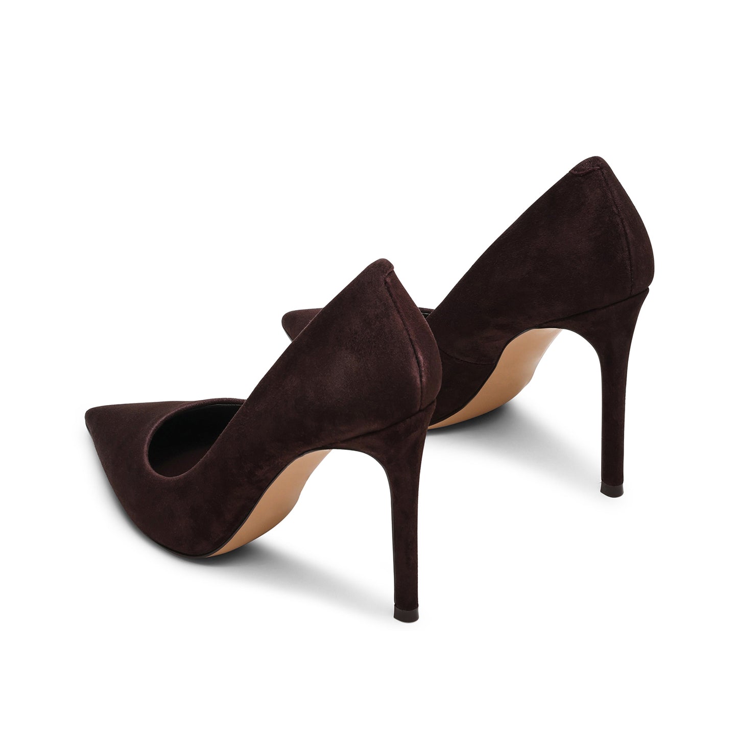 Brown Faux Suede Classic Pointed-Toe Slip-On High Heels Pumps