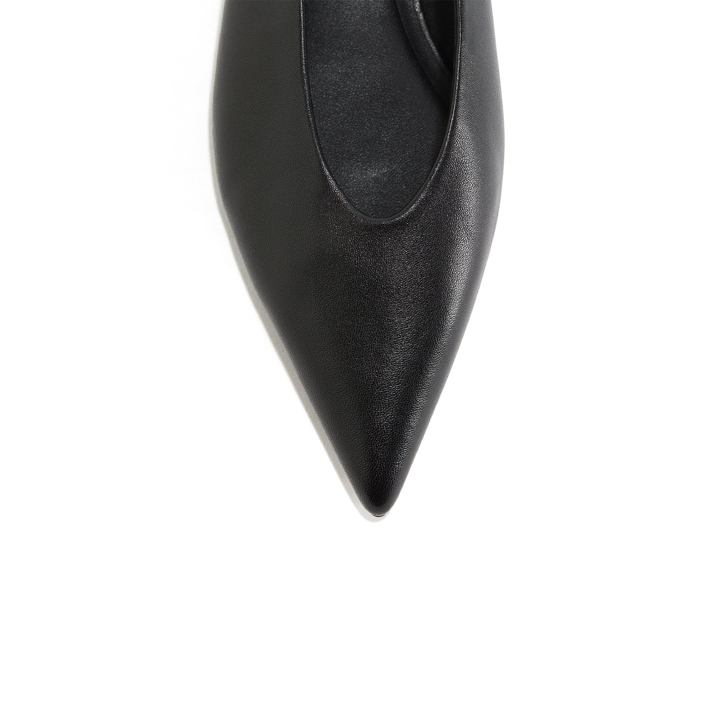 Black Pointed-Toe Slingback Slip-On Flats
