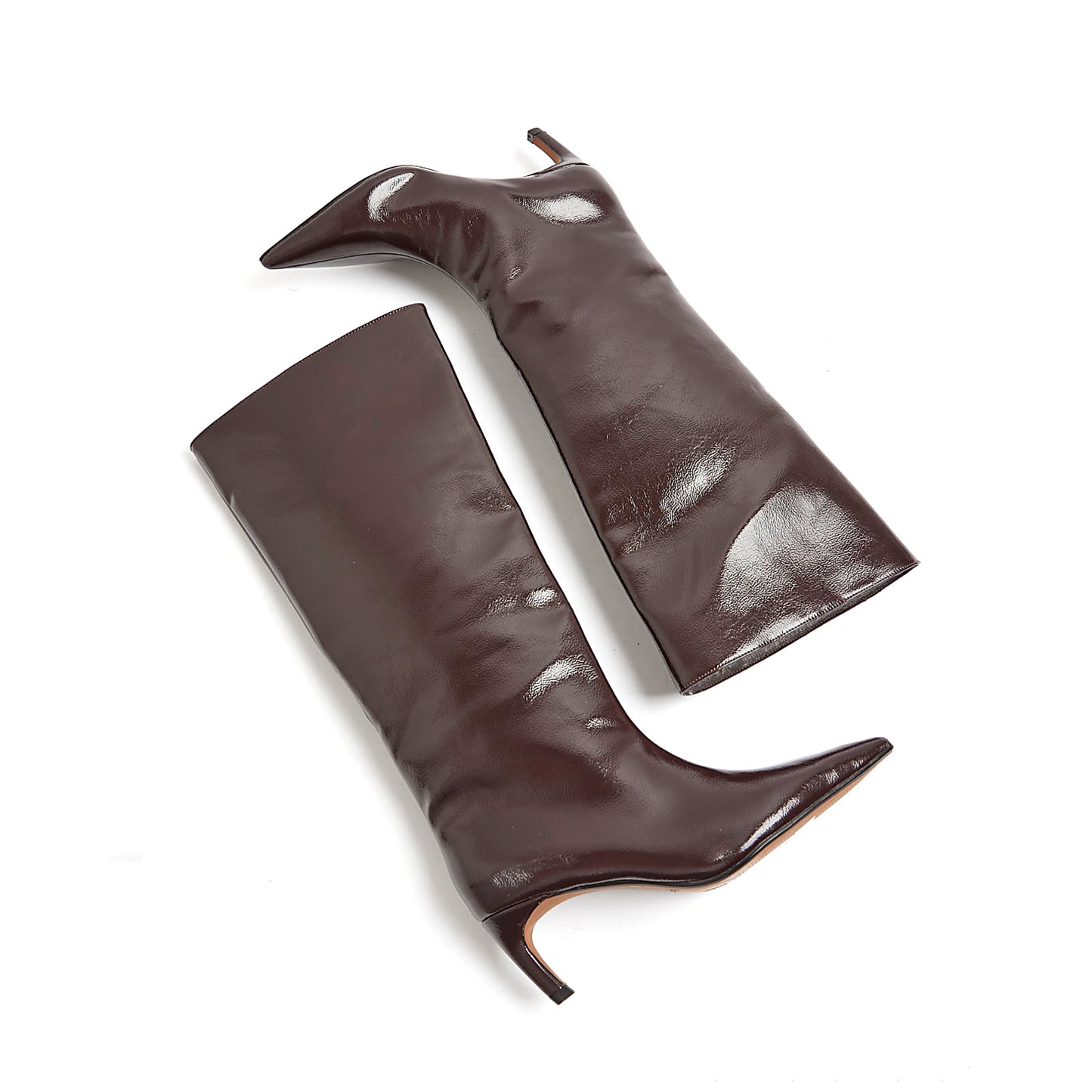 Red Pointed-Toe Sleek Wide Calf Knee High Stiletto Boots