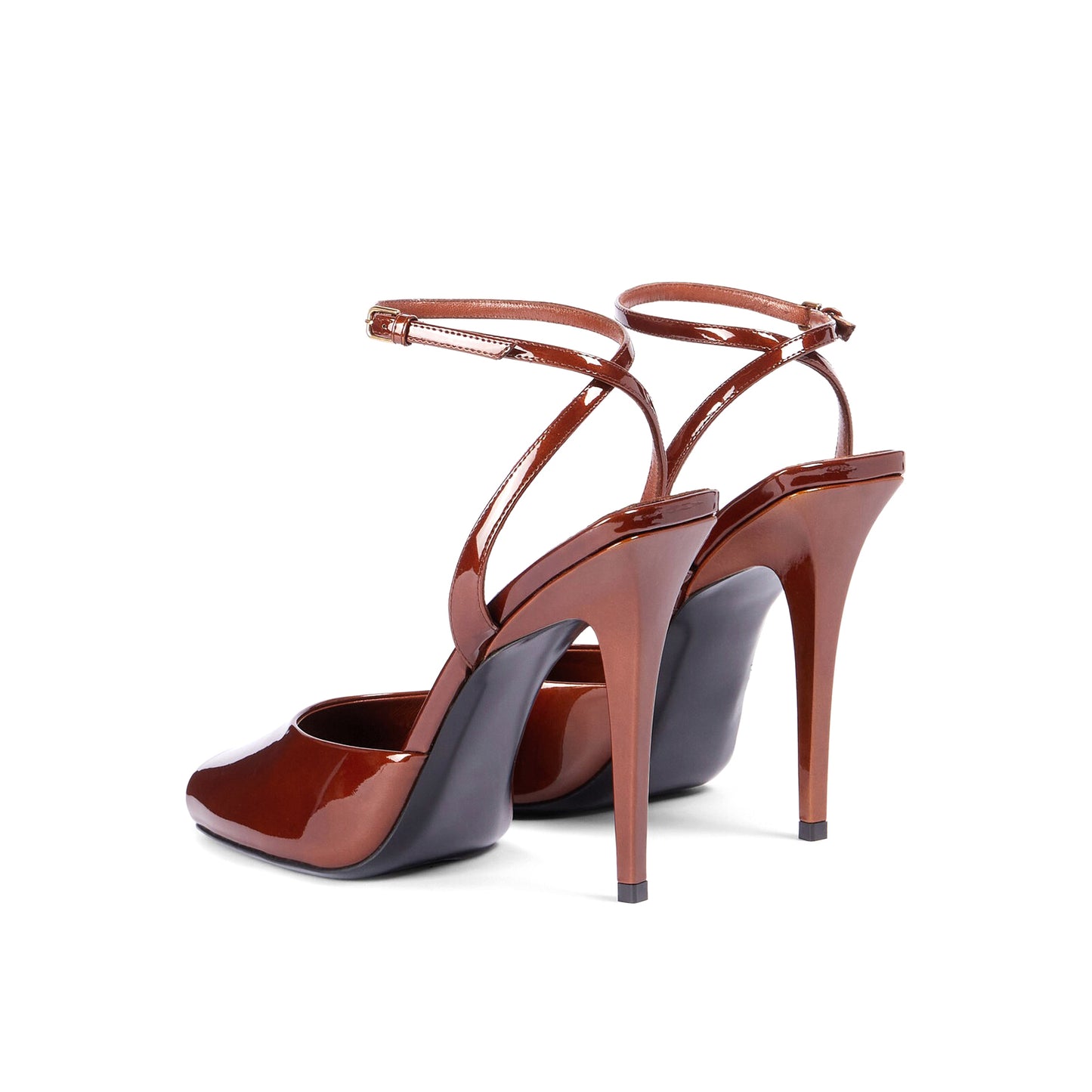 Patent Red Square-Toe Ankle Strap High Heels