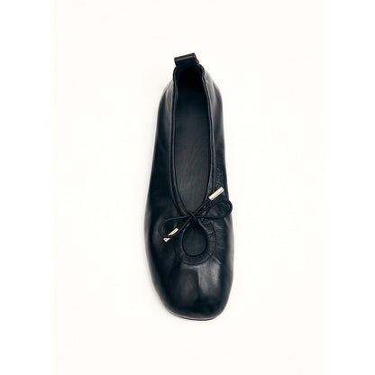 Black Square-Toe Stretchy Ballet Flats