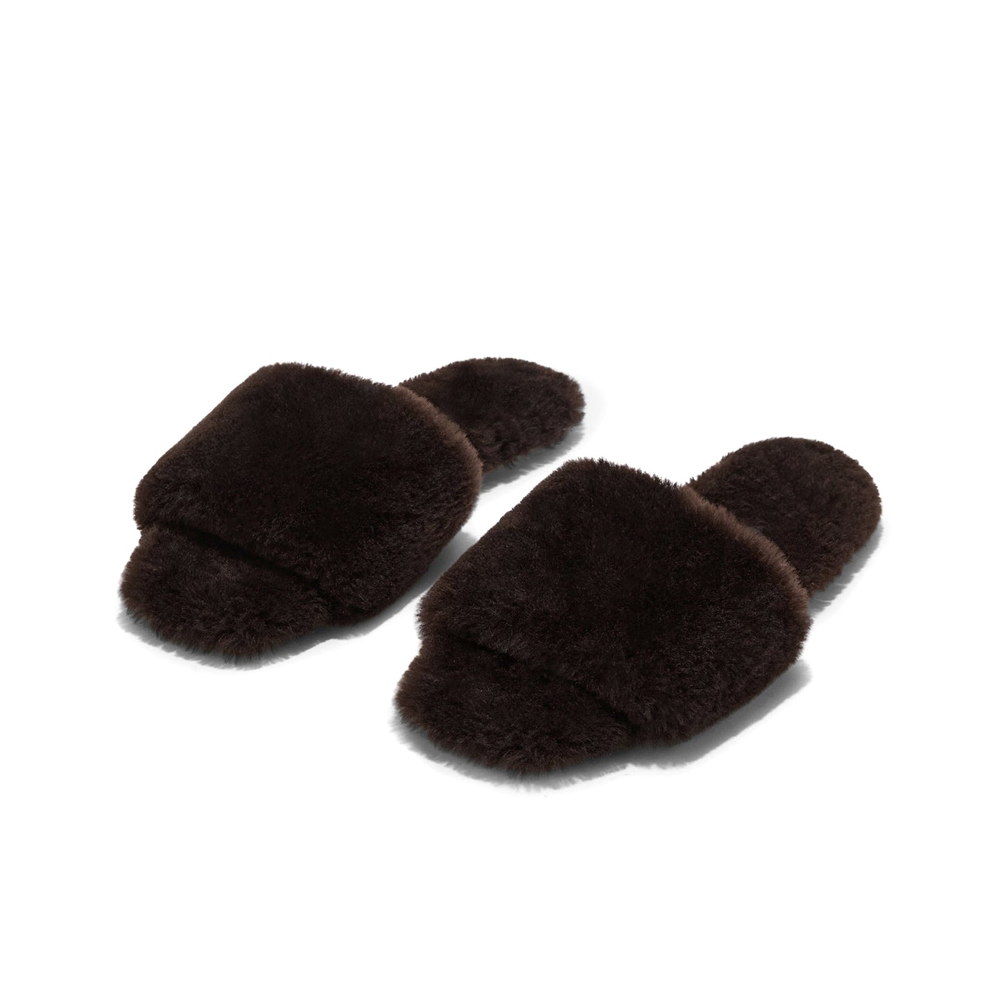 Chocolate Plush Square-Toe Slip-On Slippers Flats