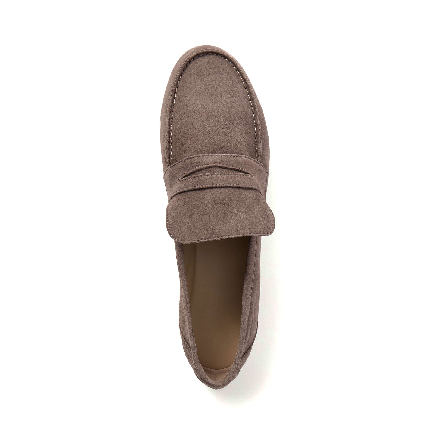 Taupe Faux Suede Round-Toe Slip-On Chic Loafers Flats