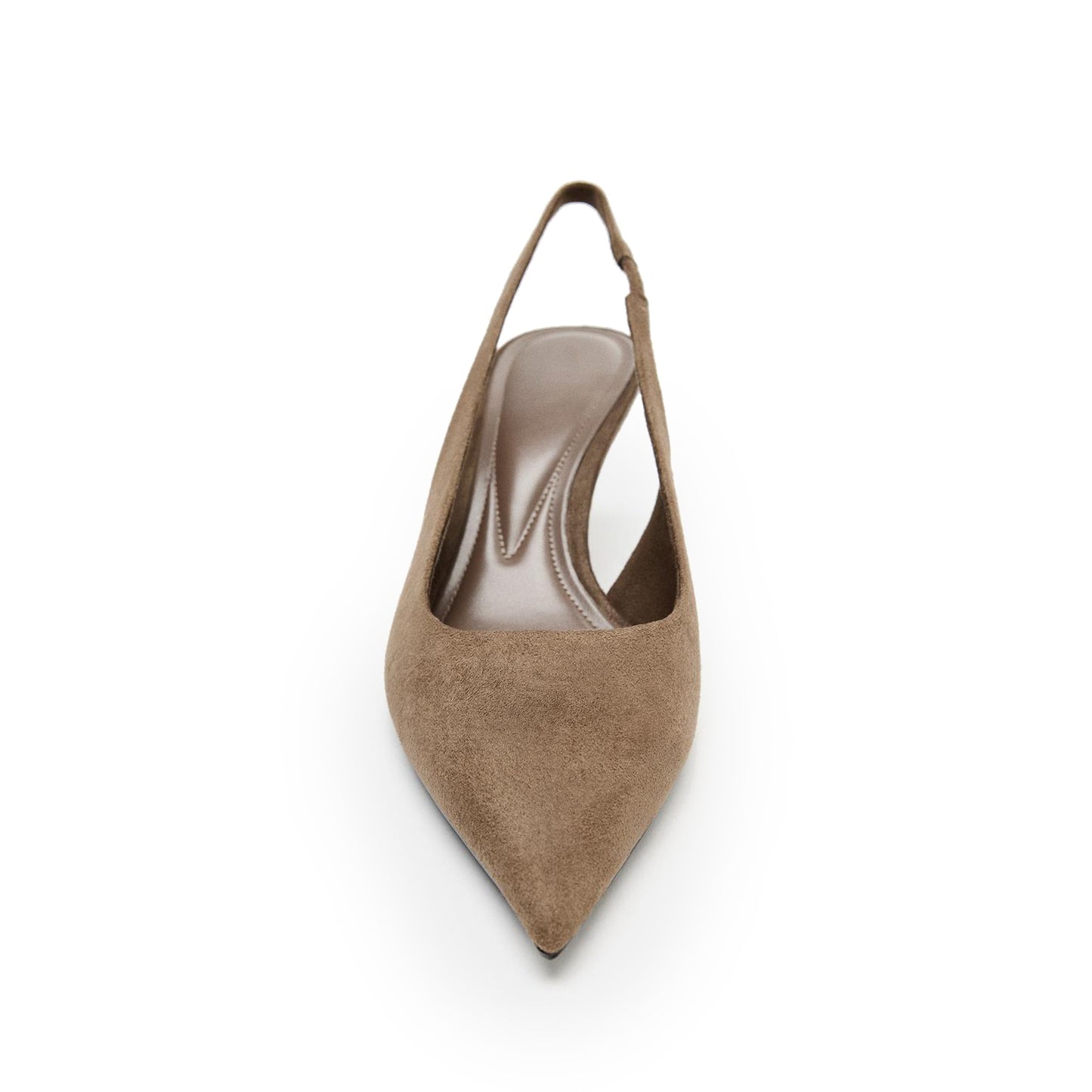 Taupe Faux Suede Pointed-Toe Slingback Classic Kitten Heels