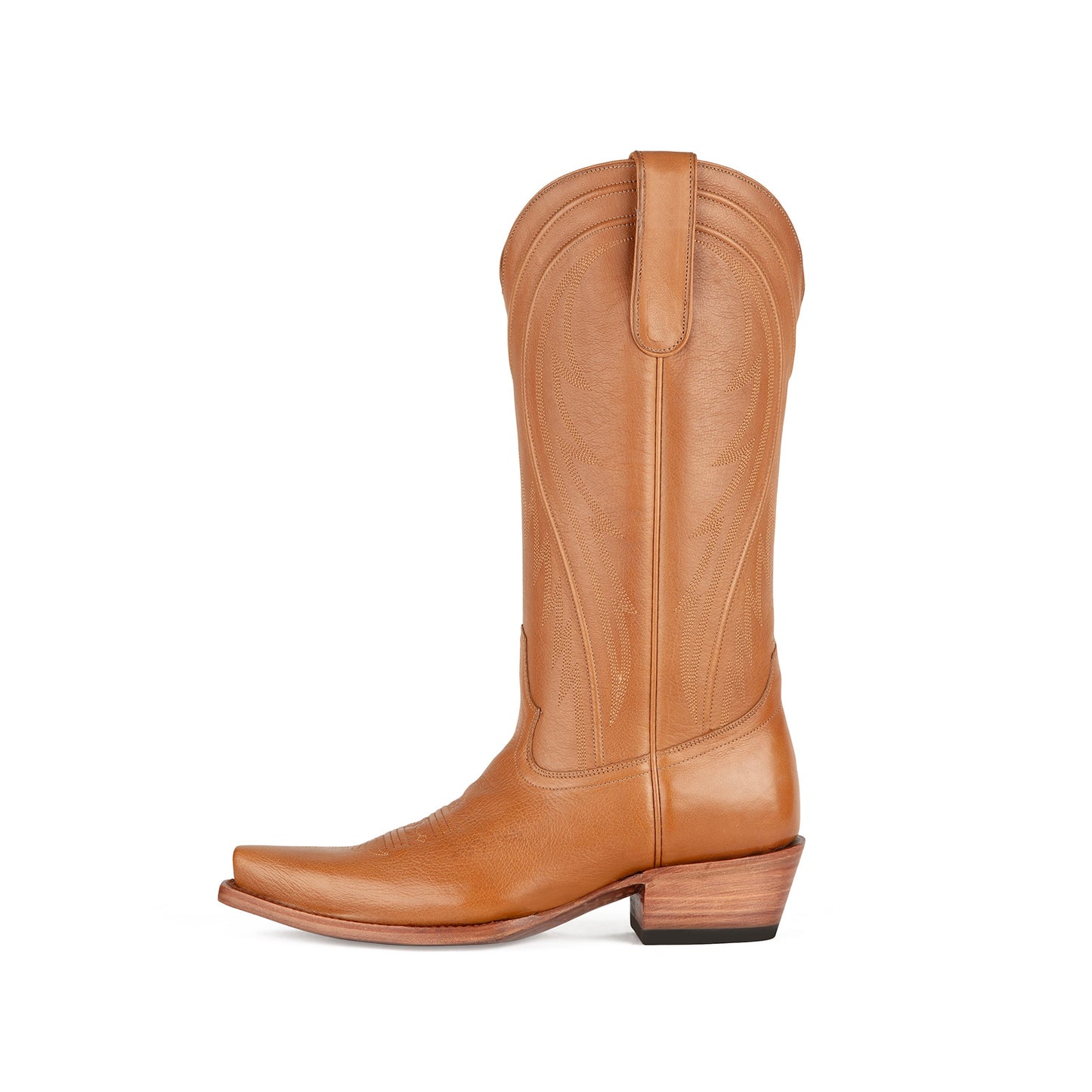Tan Snip-Toe Classic Embroidery Chic Mid Calf Cowgirl Boots