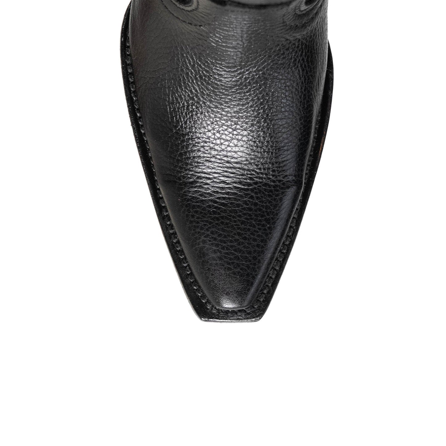 Sleek Black Snip-Toe Embroidery Half-Zip Knee High Cowgirl Boots