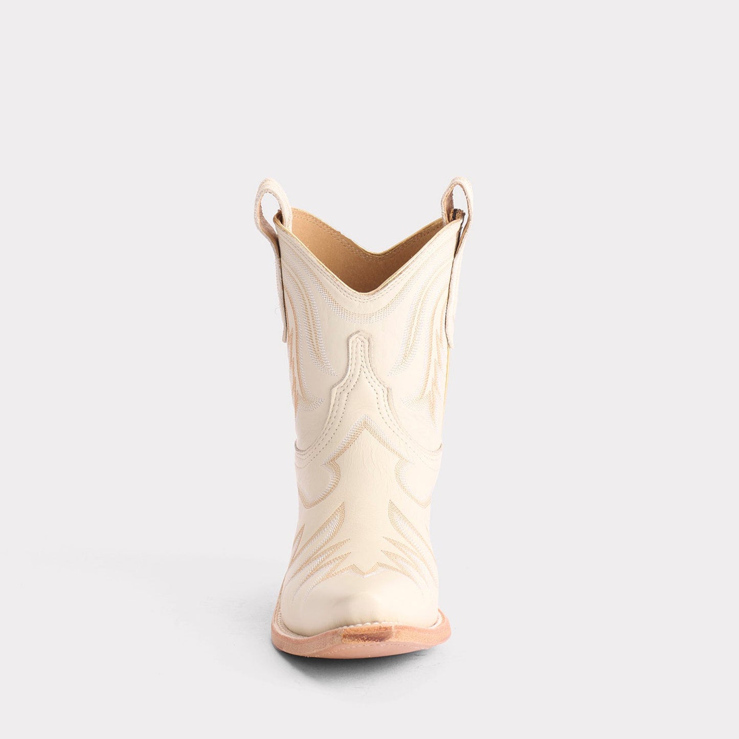 Cream Snip-Toe Delicate Embroidery Western Ankle Cowgirl Boots