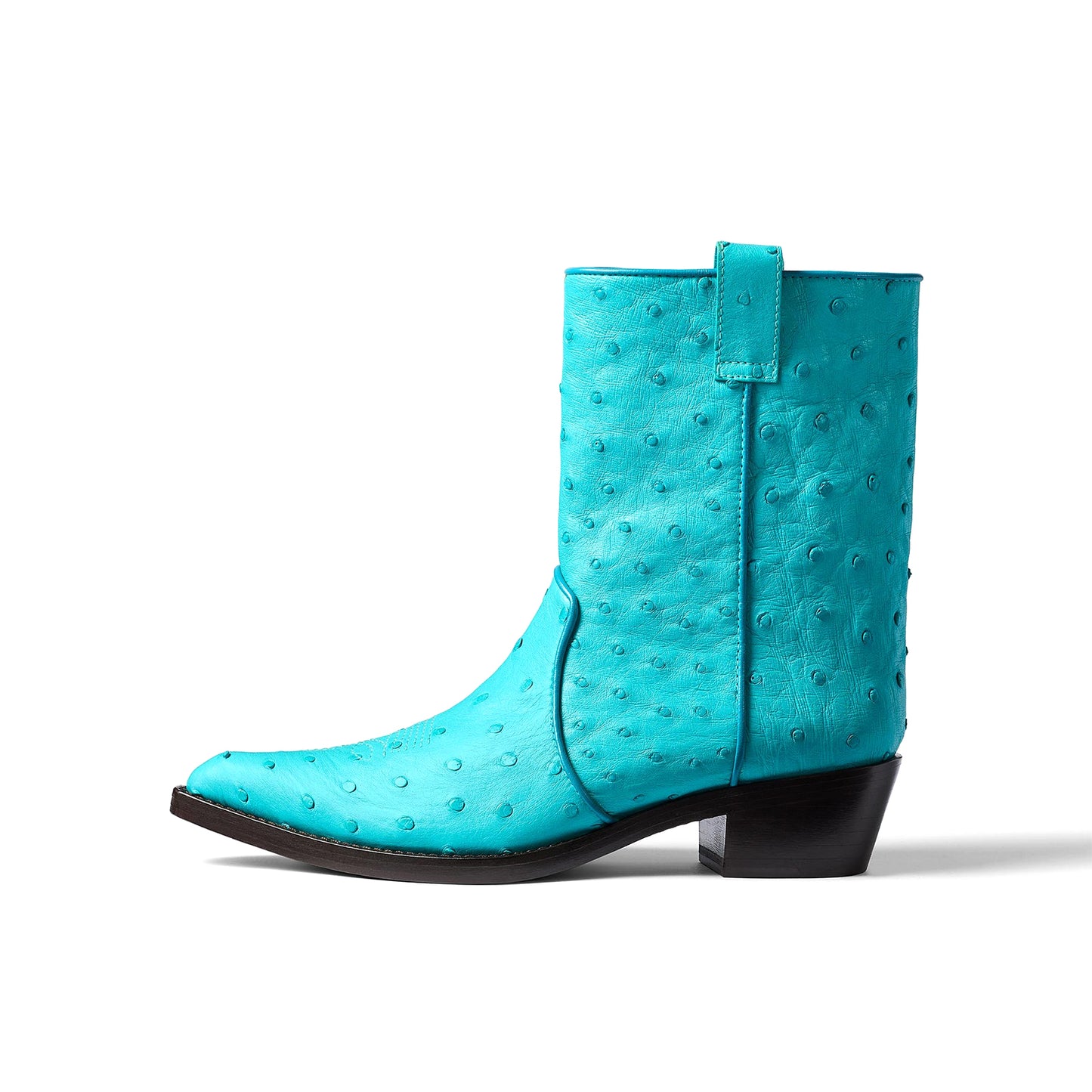 Blue Ostrich Print Snip-Toe Simple Ankle Classic Cowgirl Boots