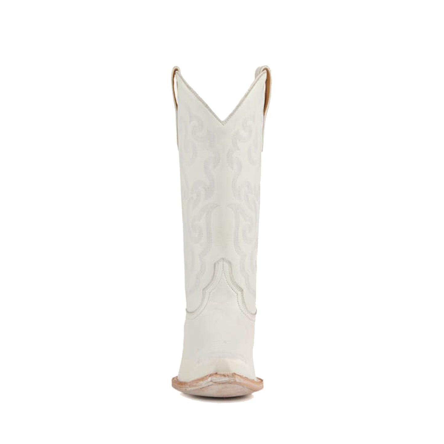 White Snip-Toe Delicate Embroidery Mid Calf Classic Cowgirl Boots