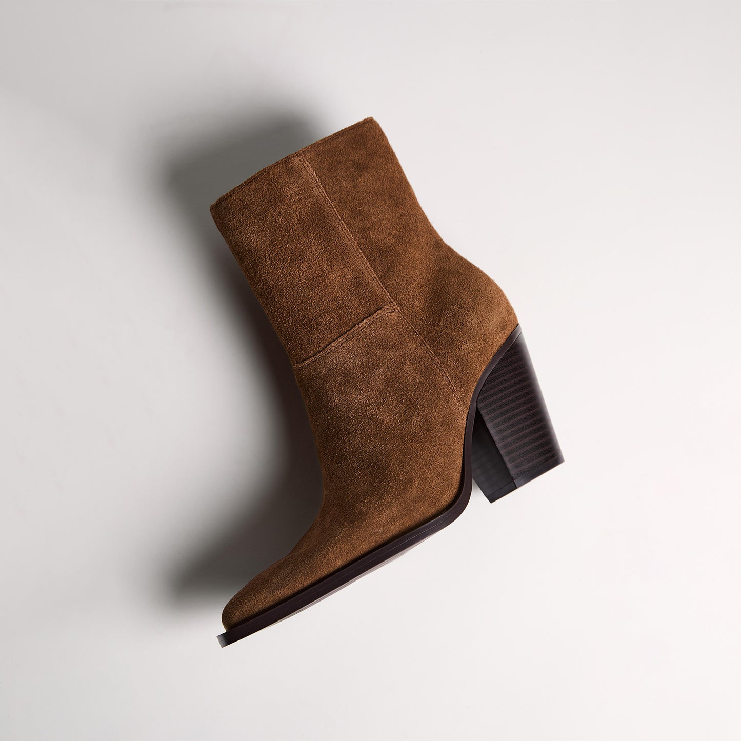 Brown Faux Suede Almond-Toe Chic Simple Ankle Cowgirl Boots