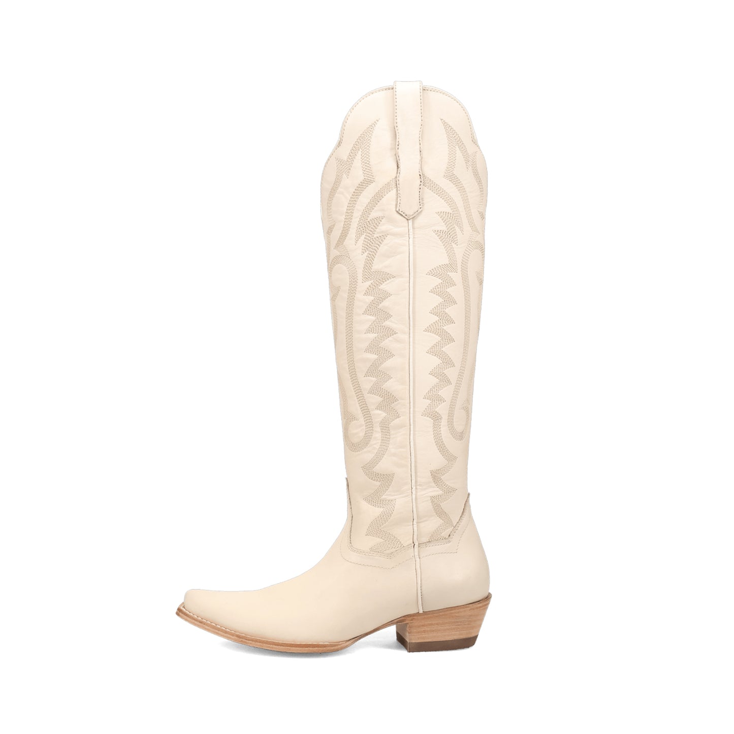 Bone Snip-Toe Grace Embroidery Half-Zip Knee High Cowgirl Boots