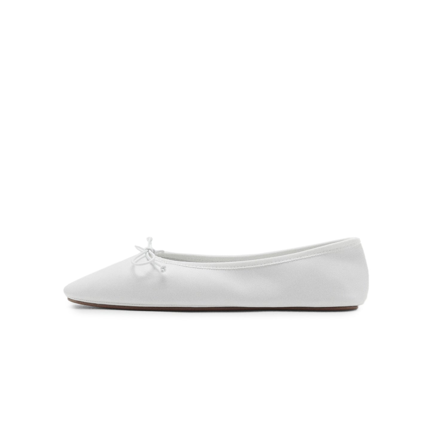 White Round-Toe Classic Front Bow Stylish Ballet Flats