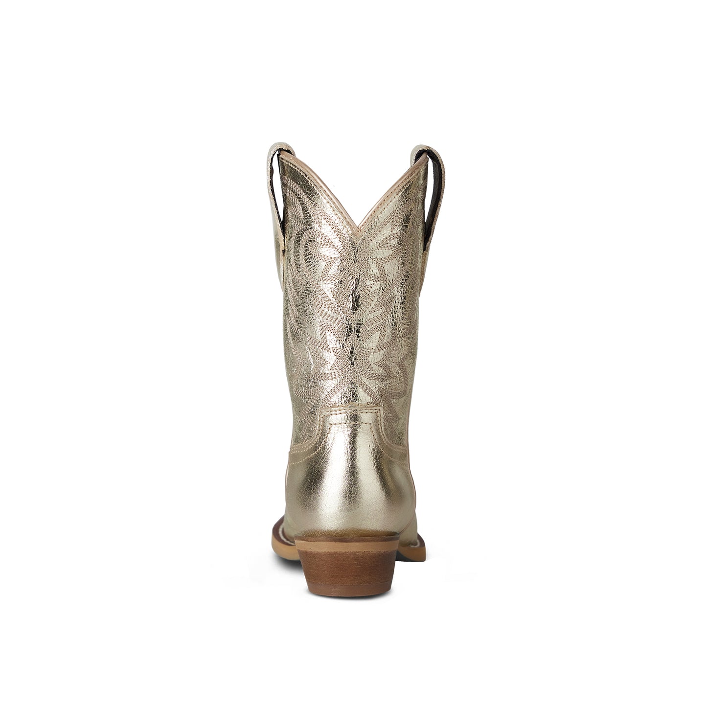 Metallic Champagne Snip-Toe Western Embroidery Ankle Classic Cowgirl Boots