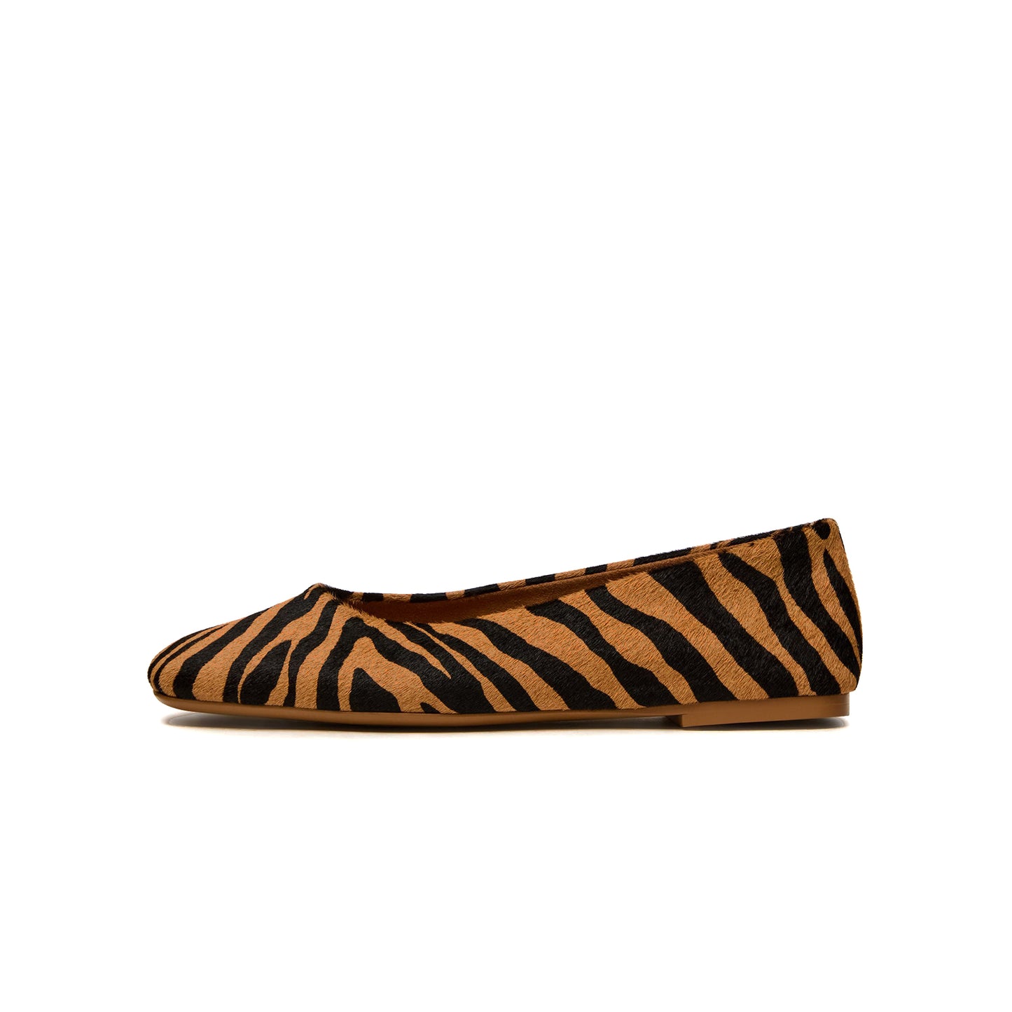 Zebra Print Square-Toe Slip-On Stylish Flats