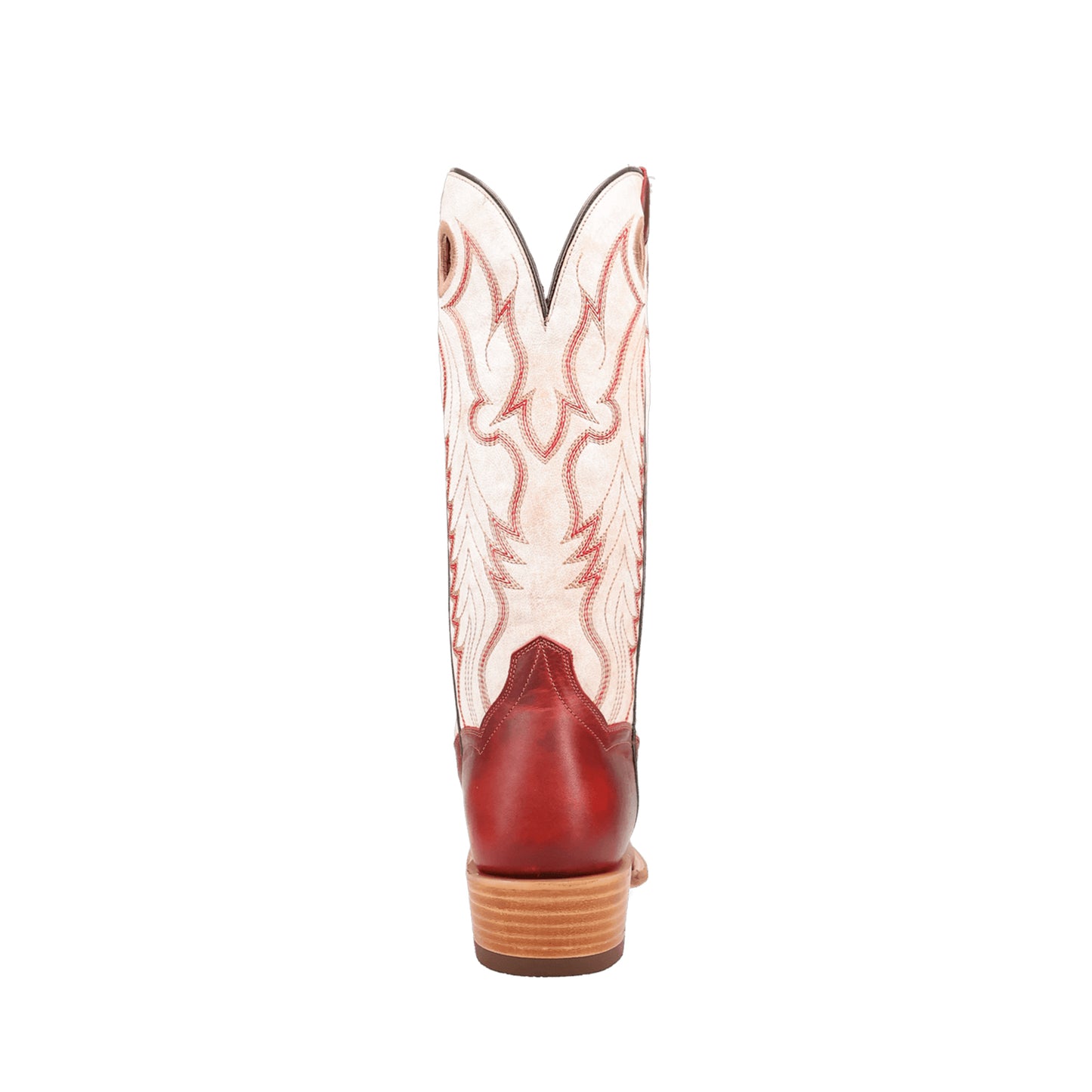 Contrast Ivory And Red Square-Toe Embroidery Cutout Mid Calf Cowgirl Boots
