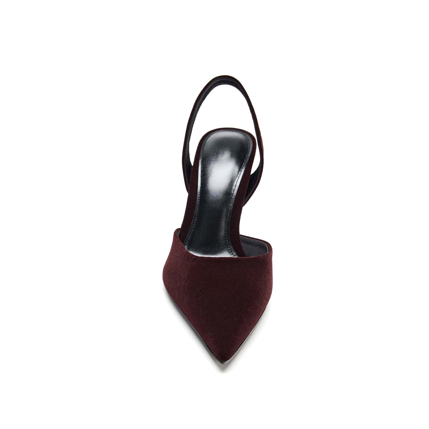 Burgundy Red Velvet Pointed-Toe Slingback Classic High Stiletto Heels