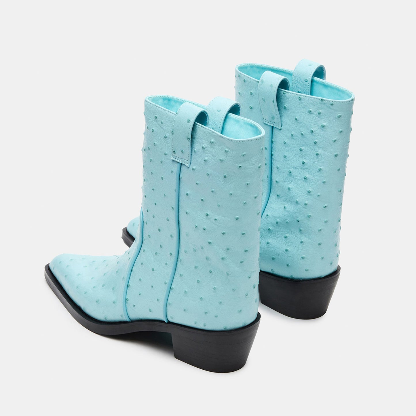 Turquoise Snip-Toe Chic Slip-On Ankle Cowgirl Boots