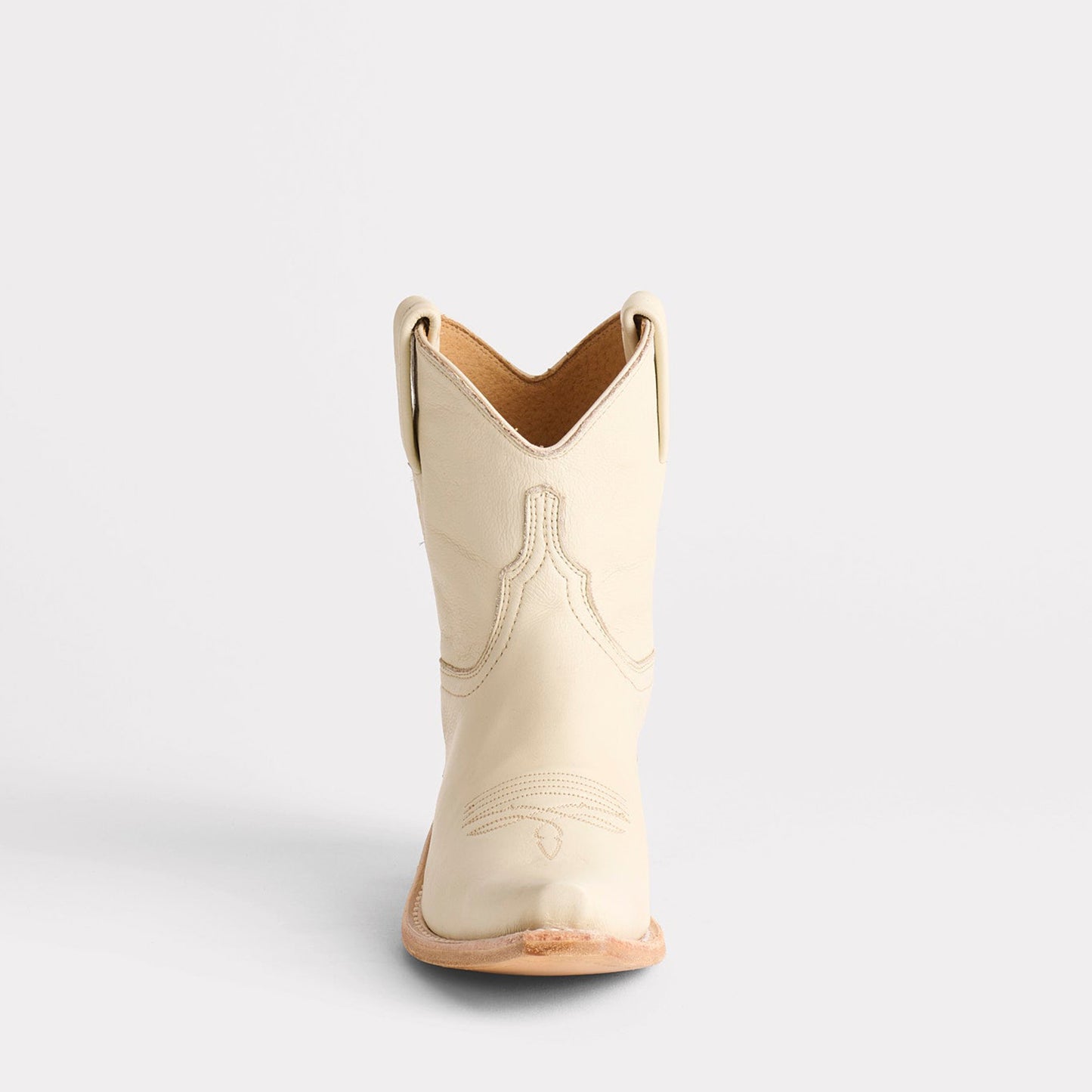 Cream Snip-Toe Western Ankle Simple Cowgirl Boots