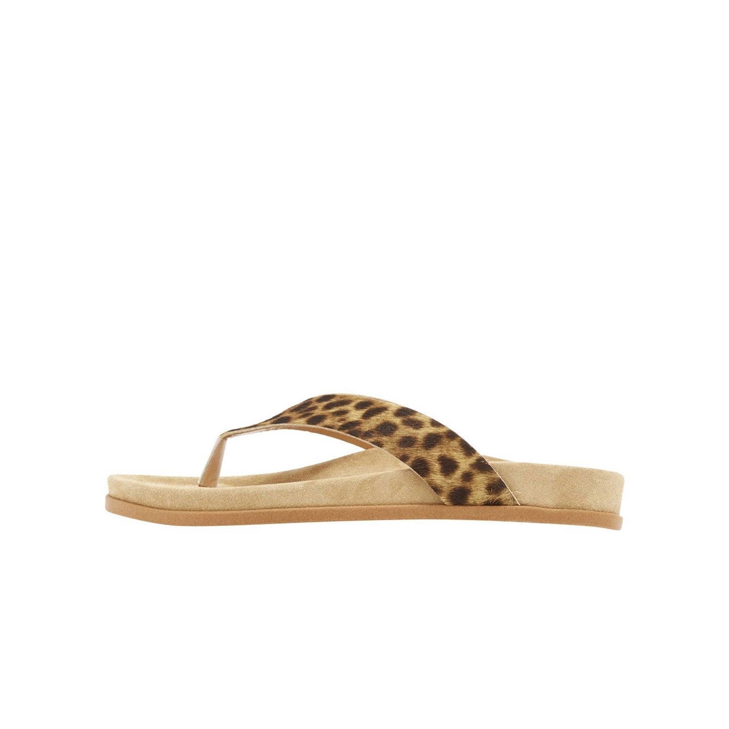 Leopard Pattern Pony Hair Square-Toe Chic Flip-Flops Flats